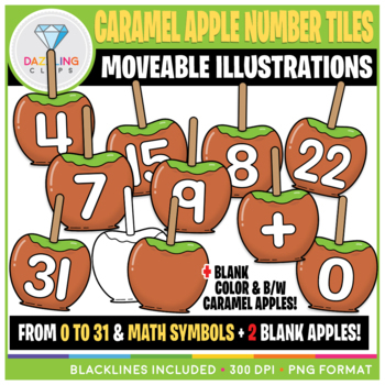 Preview of Moveable Numbers: Caramel Apple Tiles Clip Art