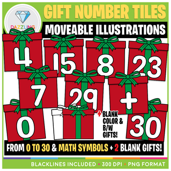 Preview of Moveable Numbers: Christmas Gift Tiles Clip Art