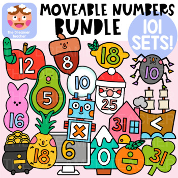Preview of Moveable Number Tiles Mega Bundle (Clipart for Digital Resources)