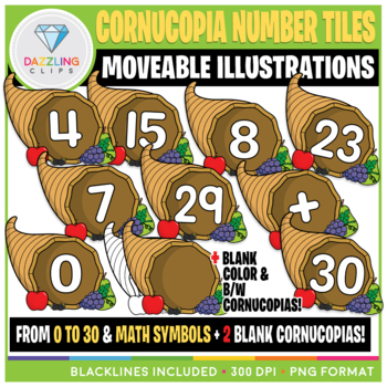 Preview of Moveable Numbers: Cornucopia Tiles Clip Art