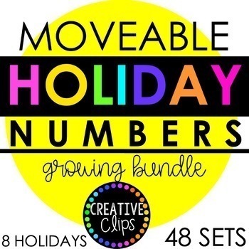 Preview of Moveable Numbers: HOLIDAY MEGA BUNDLE (48 Moveable Image Sets)