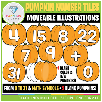 Preview of Moveable Numbers: Pumpkin Tiles Clip Art