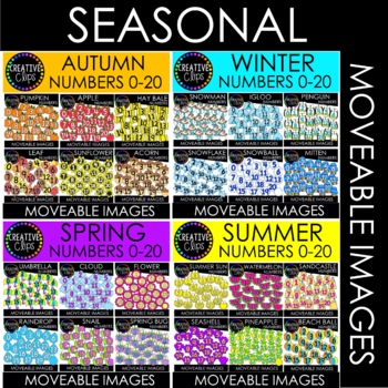 Preview of Moveable Numbers: SEASONS BUNDLE (24 Moveable Image Sets)