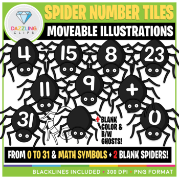 Preview of Moveable Numbers: Spider Tiles Clip Art