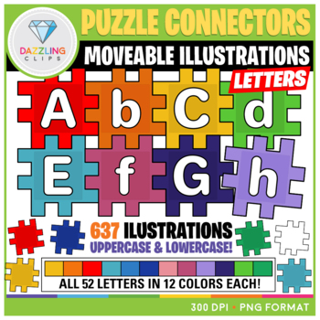 Preview of Moveable Puzzle Connectors Letters Clipart - 637 Images!