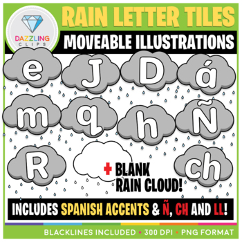 Preview of Moveable Rain Cloud Letter Tiles Clip Art