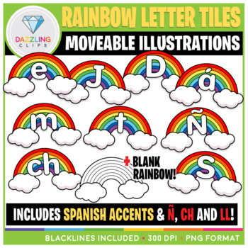 Preview of Moveable Rainbow Letter Tiles Clip Art {Saint Patrick's Day}