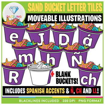 Preview of Moveable Sand Bucket Letter Tiles Clip Art