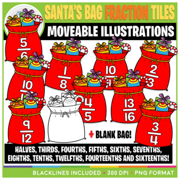 Preview of Moveable Santa's Bag Fraction Tiles Clip Art