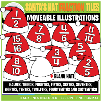 Preview of Moveable Santa's Hat Fraction Tiles Clip Art