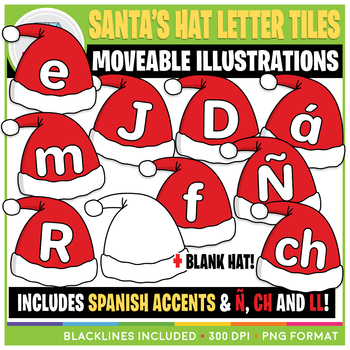 Preview of Moveable Santa's Hat Letter Tiles Clip Art