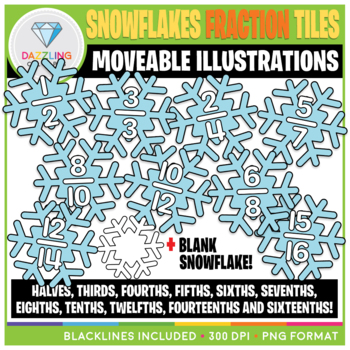 Preview of Moveable Snowflake Fraction Tiles Clip Art