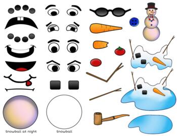 Moveable Snowman Parts and Winter Accessories Clip Art by Rebecca Ansen