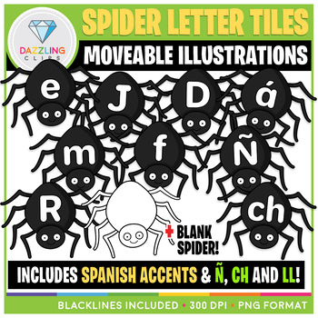 Preview of Moveable Spider Letter Tiles Clip Art