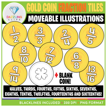 Preview of Moveable St. Patrick's Day Gold Coin Fraction Tiles Clip Art