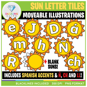 Preview of Moveable Sun Letter Tiles Clip Art