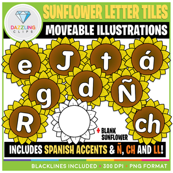 Preview of Moveable Sunflower Letter Tiles Clip Art