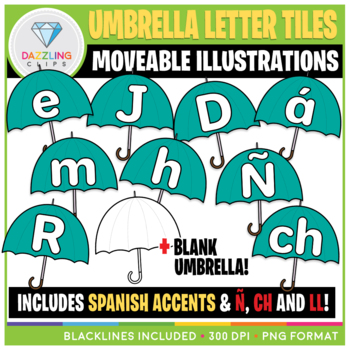 Preview of Moveable Umbrella Letter Tiles Clip Art
