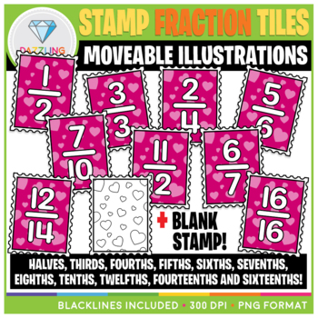 Preview of Moveable Valentine's Day Stamp Fraction Tiles Clip Art