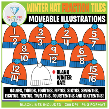Preview of Moveable Winter Hat Fraction Tiles Clip Art