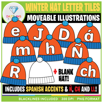 Preview of Moveable Winter Hat Letter Tiles Clip Art