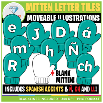 Preview of Moveable Winter Mitten Letter Tiles Clip Art
