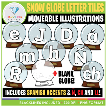 Preview of Moveable Winter Snow Globe Letter Tiles Clip Art