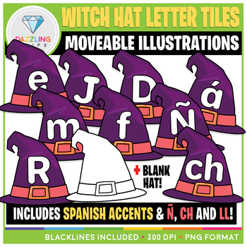 Preview of Moveable Witch Hat Letter Tiles Clip Art