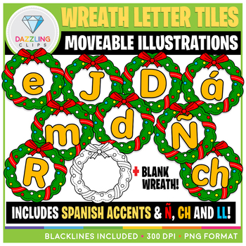 Preview of Moveable Wreath Letter Tiles Clip Art