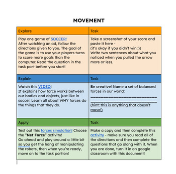 Preview of Movement - Balanced and Unbalanced Forces 3rd Grade