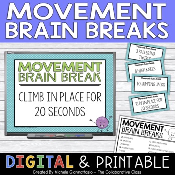 Preview of Movement Brain Breaks Cards & Slides | Test Prep Engagement