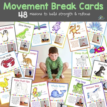 Preview of Movement Break Cards | Promote Self-Regulation | PreK | Kindergarten | 1st Grade