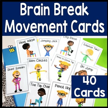 Preview of Movement Break Cards | 40 Movement Cards for Kids | Brain Breaks Printable Cards