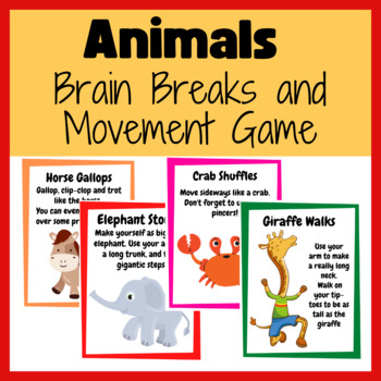 Preview of Movement Break and Brain Break Cards: Animal walks, Quick Classroom management