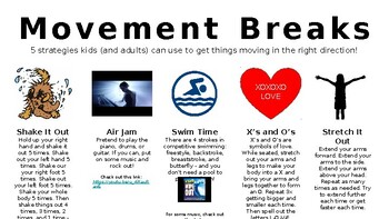 Preview of Movement Breaks and Breathing Breaks (editable PPT)