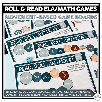 Preview of Roll & Read ELA/Math Games | Movement Based Learning Activity