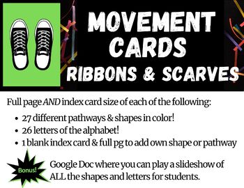 Preview of Movement Paths - Ribbons, Streamers, Hands. For Brain Breaks, PE, Music & Dance