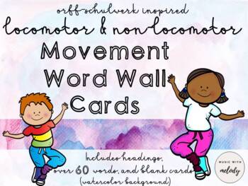 Preview of Movement Word Wall Cards to Display or Print- Great for Music, PE, Dance, Gym