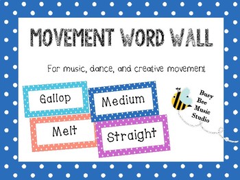 Preview of Movement Word Wall - Polka Dot Theme