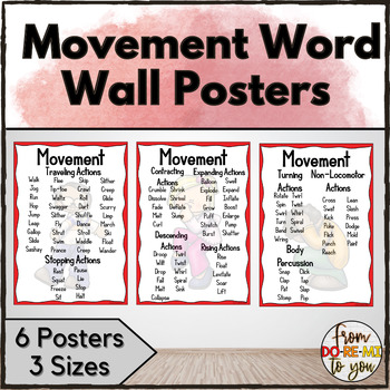 Preview of Movement Word Wall Posters - Laban Inspired