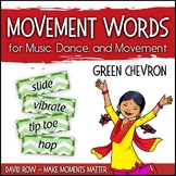 Movement Word Wall for Music, Dance, or Movement - Green Chevron