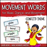 Movement Word Wall for Music, Dance, or Movement - Confetti Theme