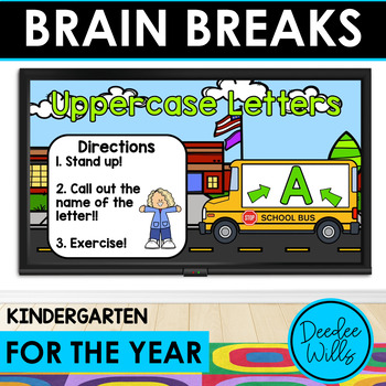 Preview of Brain Break Activities for Kindergarten Math & Literacy Movement Breaks