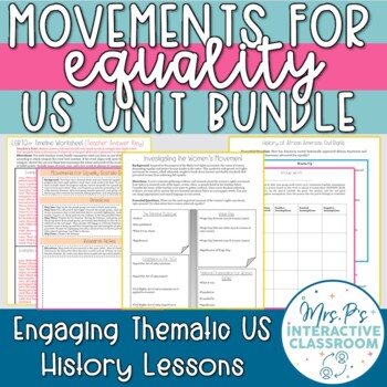 Preview of Movements for Equality Thematic Unit Bundle for US History - Print & Digital