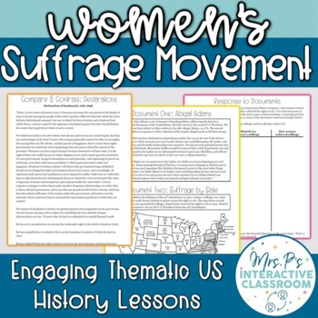 Preview of Movements for Equality: Women's Suffrage Lesson & Doc Analysis - Print & Digital