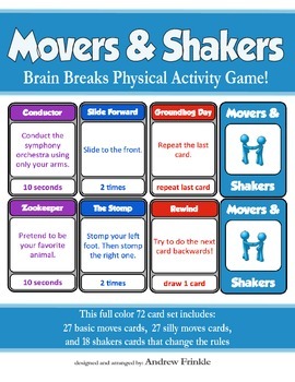 Preview of Movers & Shakers - Brain Breaks Card Game and Physical Activity