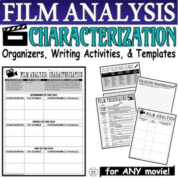 Preview of Movie Activities Film Analysis Worksheet Characterization Back to School PDF