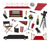 Movie Clip Art - Hollywood Red Carpet Cinema Digital Graphics