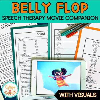 Preview of Speech Therapy Activities - Belly Flop No Prep Movie Companion for Mixed Groups
