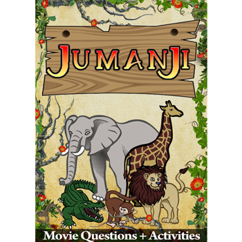 Preview of Jumanji Movie Guide + Activities - Answer Key Included (Color + Black & White)